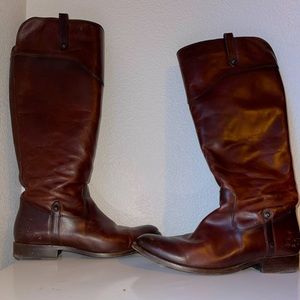 Frye Melissa tab tall boot redwood 10m